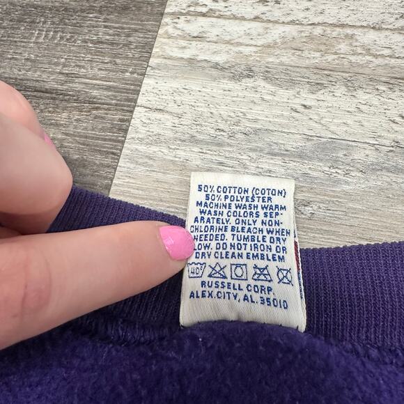 Vintage 90s Elder High School Russell Athletic Purple Mens 2XL Sweatshirt USA - Picture 5 of 10